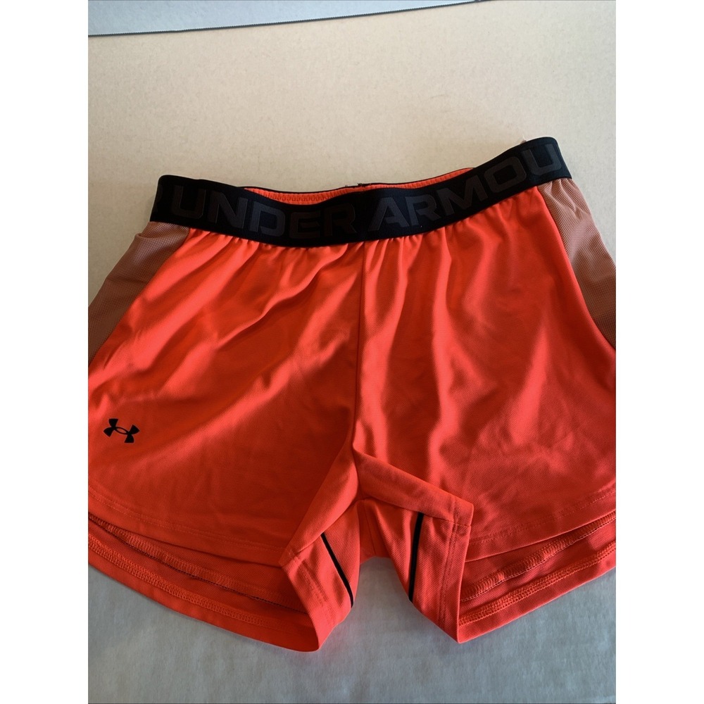 NWT Under Armour Women's Bright‎ Pink Shorts Size Small Black Waist Band